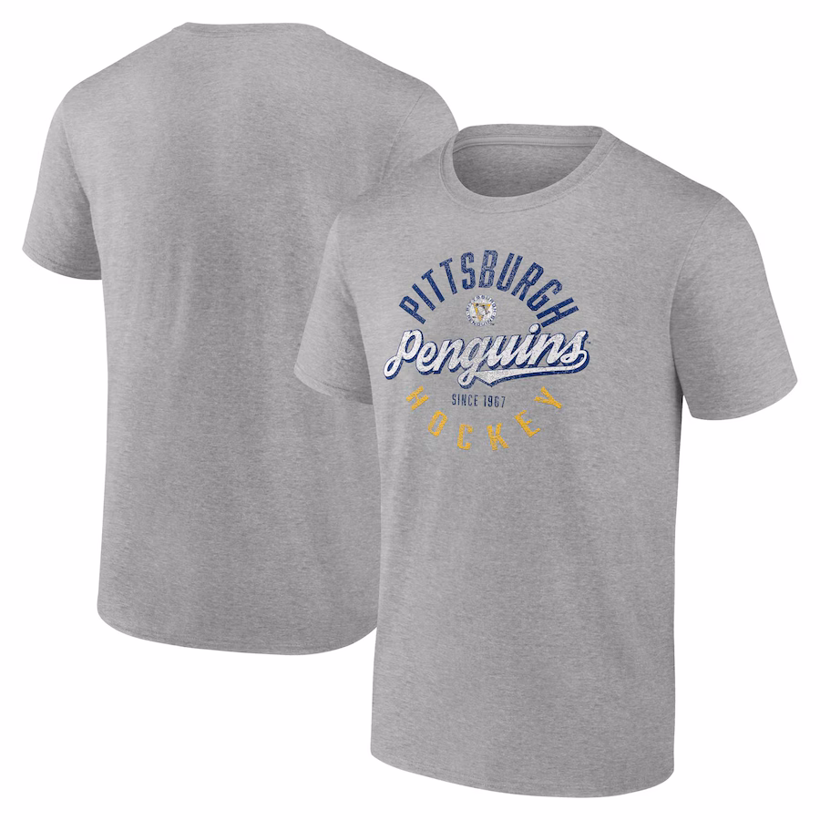 Men's Pittsburgh Penguins Fanatics Gray Emblem T-Shirt
