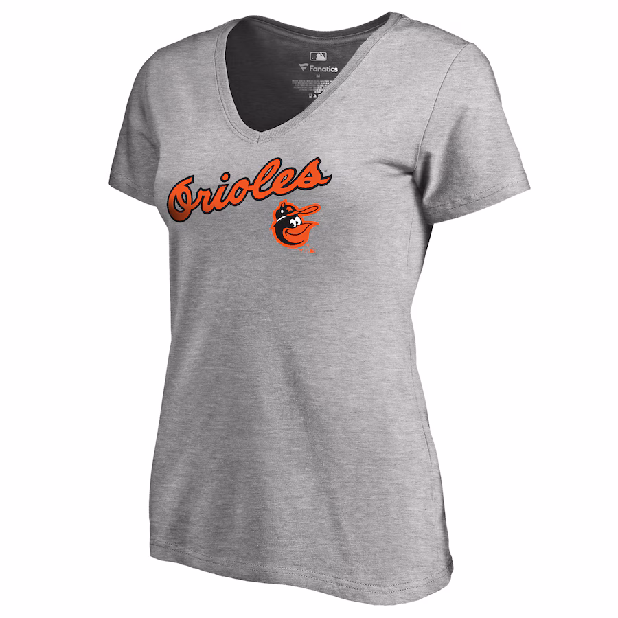 Women's Baltimore Orioles Ash Cooperstown Collection Wahconah V-Neck T-Shirt