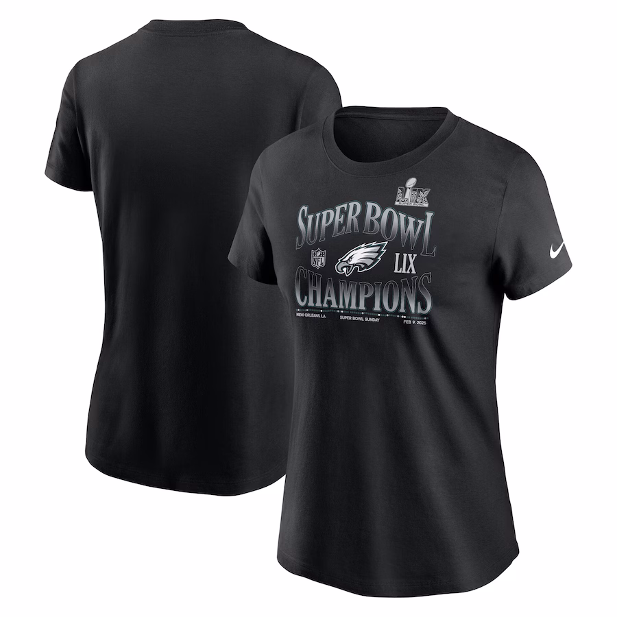 Women's Philadelphia Eagles  Nike Black Super Bowl LIX Champions '90s T-Shirt