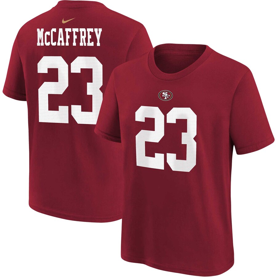 Youth San Francisco 49ers Christian McCaffrey Nike Scarlet Player Name & Number T-Shirt