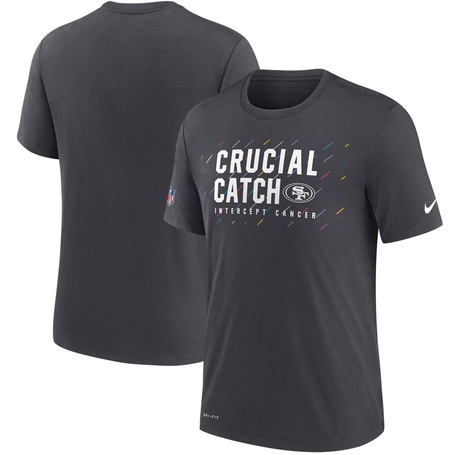 Men's San Francisco 49ers Nike Charcoal NFL Crucial Catch Performance T-Shirt
