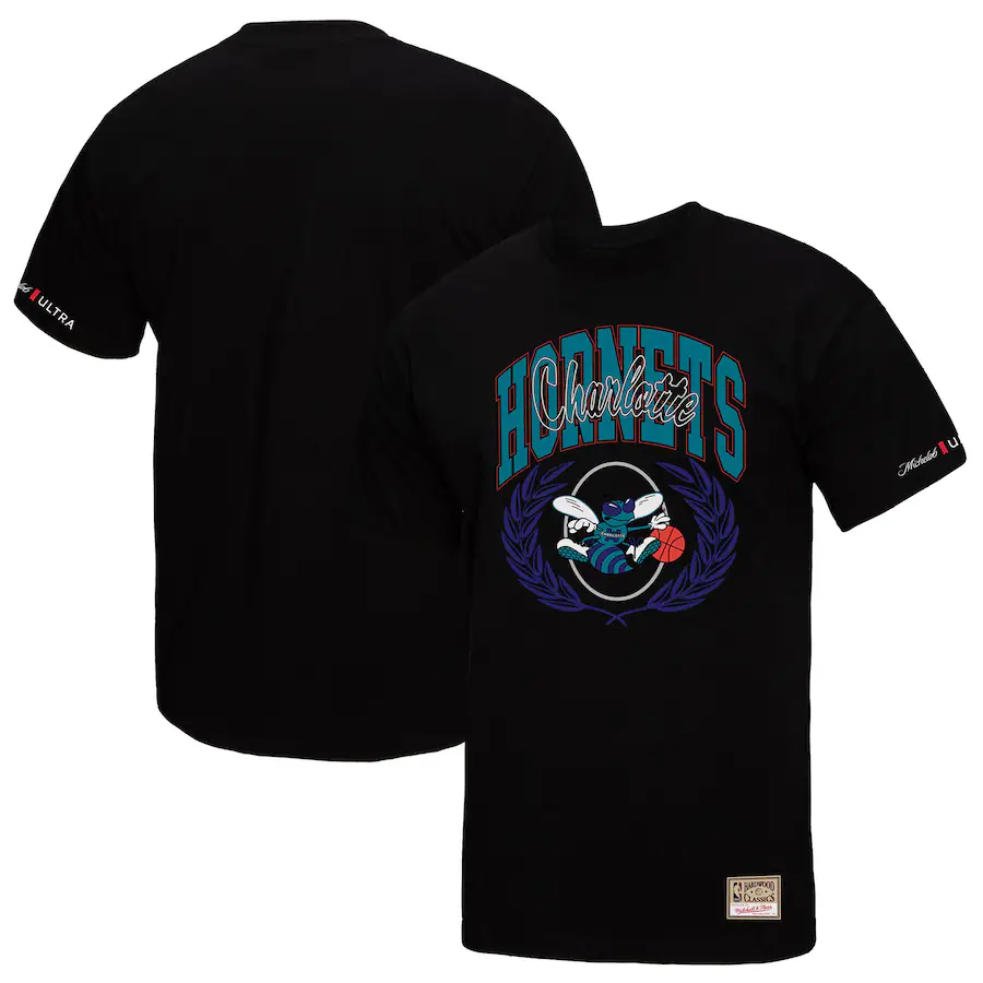 Men's Charlotte Hornets Mitchell & Ness Black NBA x Michelob Ultra Rewind II T-Shirt