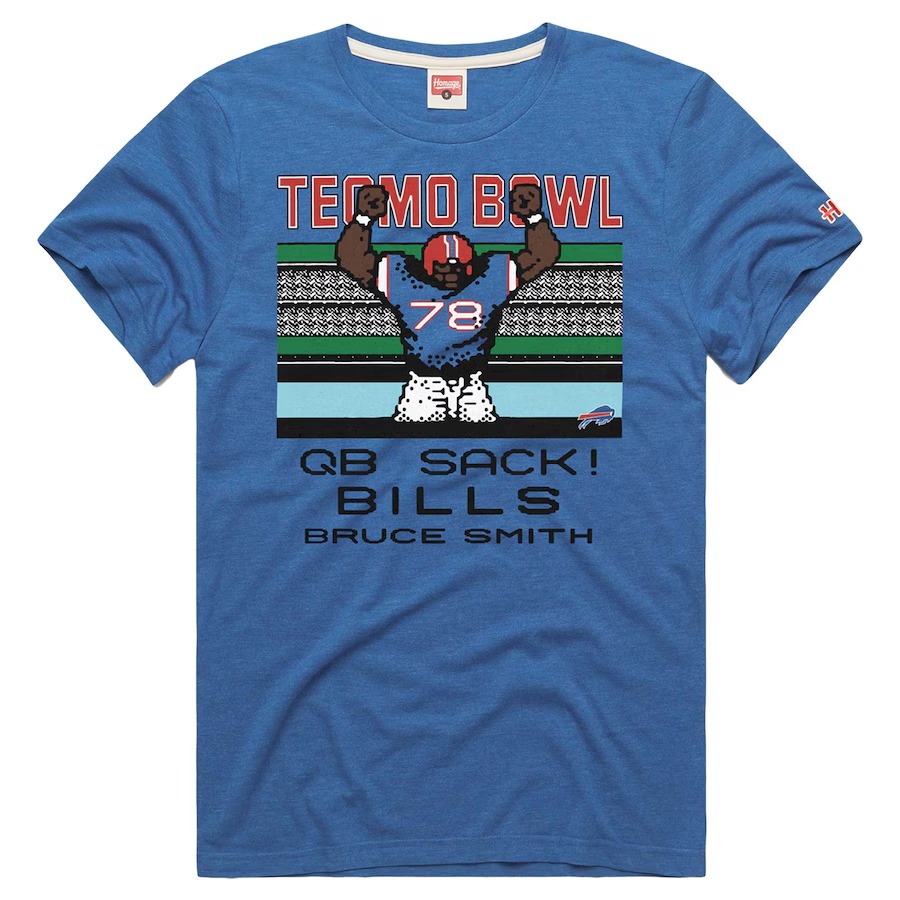 Men's Buffalo Bills Bruce Smith Homage Royal Tecmo Bowl Retired Player Graphic Tri-Blend T-Shirt
