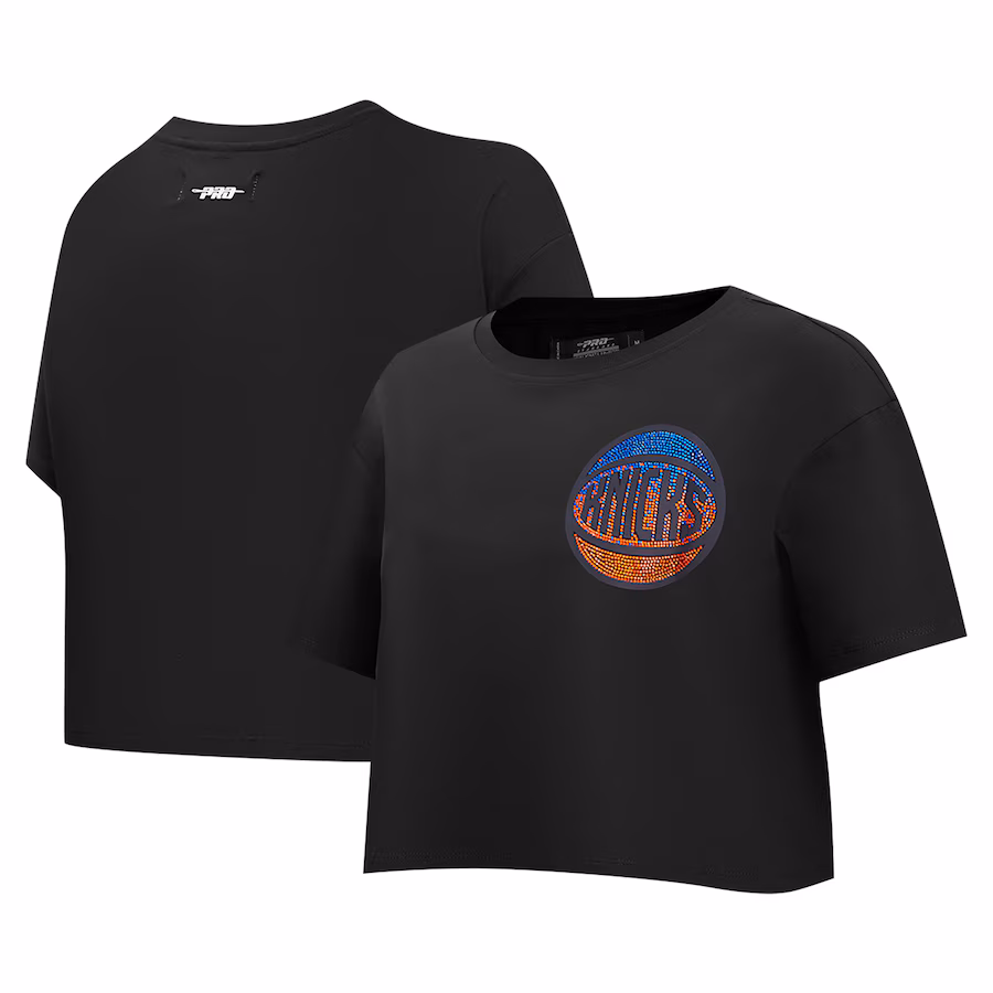 Women's New York Knicks Pro Standard Black Jewels Boxy Cropped T-Shirt
