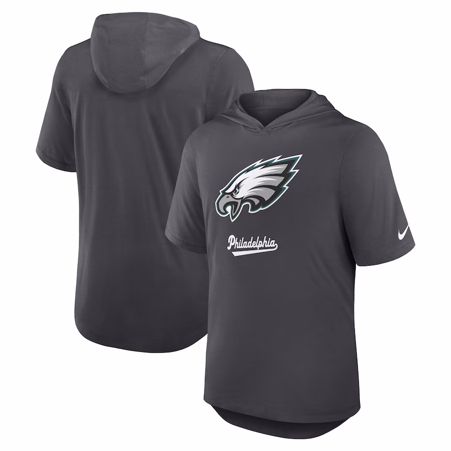 Men's Philadelphia Eagles Nike Anthracite Tri-Blend Performance Hoodie T-Shirt