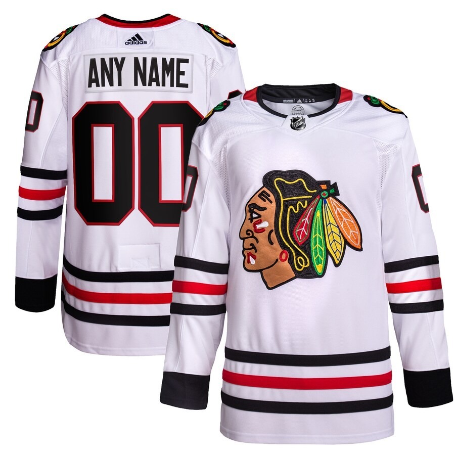 Men's Chicago Blackhawks adidas White Away Primegreen Authentic Pro Custom Jersey
