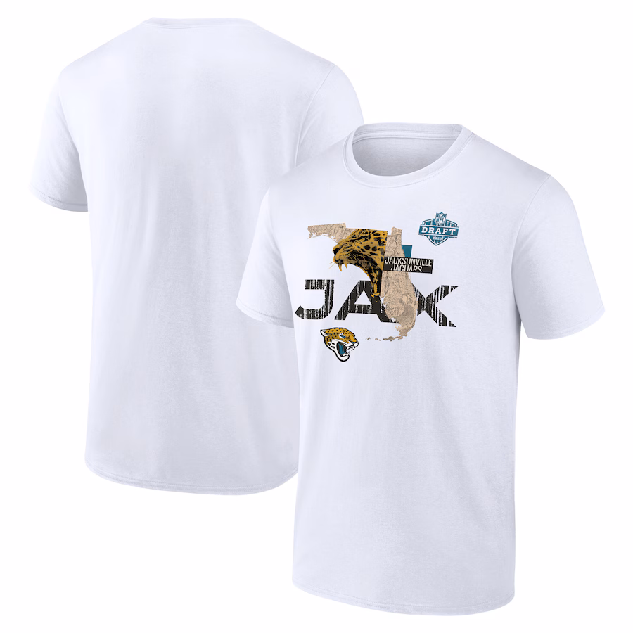 Men's Jacksonville Jaguars White 2025 NFL Draft T-Shirt