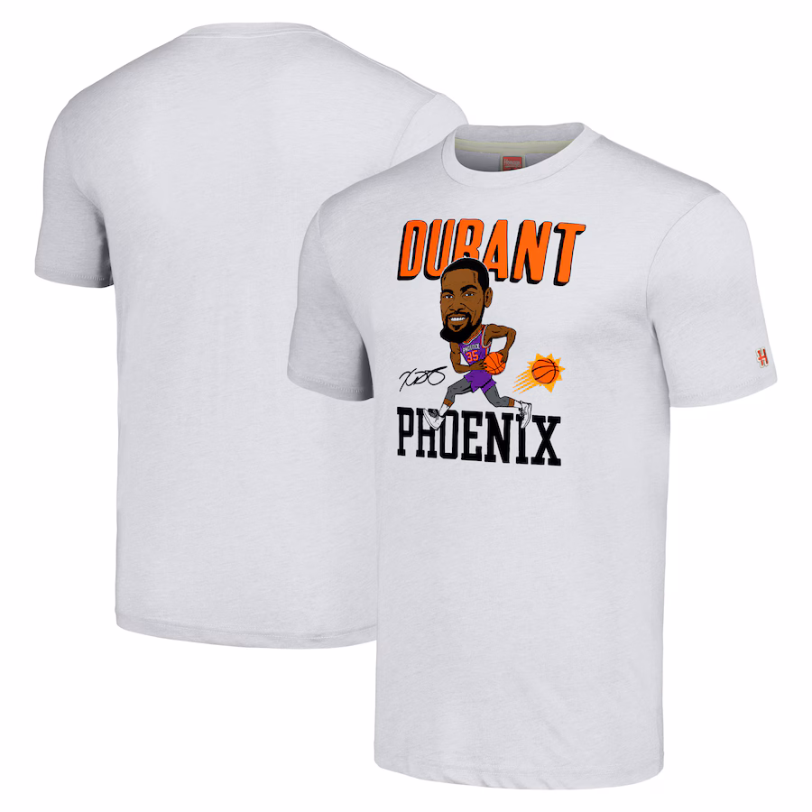 Men's Phoenix Suns Kevin Durant Homage Ash Caricature Tri-Blend T-Shirt
