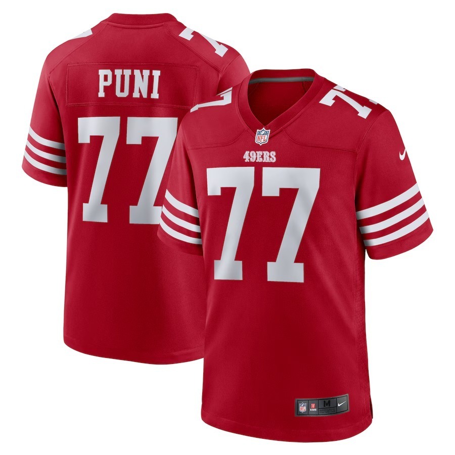 Men's San Francisco 49ers Dominick Puni Nike  Scarlet Team Game Jersey