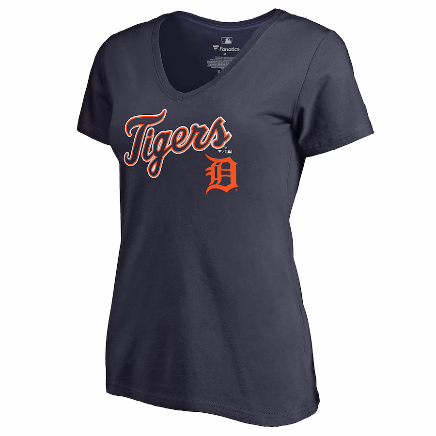 Women's Detroit Tigers Navy Team Lockup T-Shirt