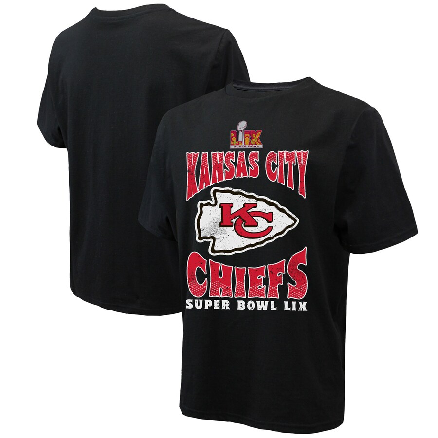 Men's Kansas City Chiefs  Majestic Threads Black Super Bowl LIX Heavyweight T-Shirt