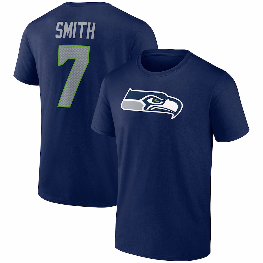 Men's Seattle Seahawks Geno Smith Fanatics College Navy Player Icon Name & Number T-Shirt