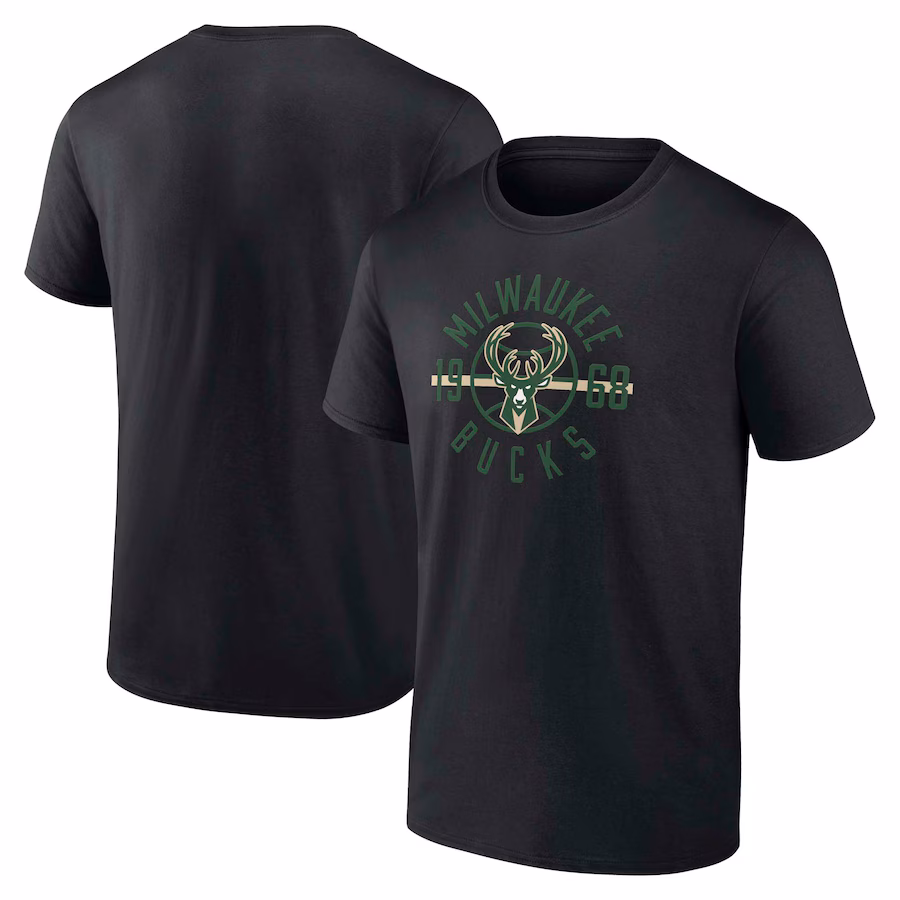 Men's Milwaukee Bucks  Fanatics Black Team T-Shirt