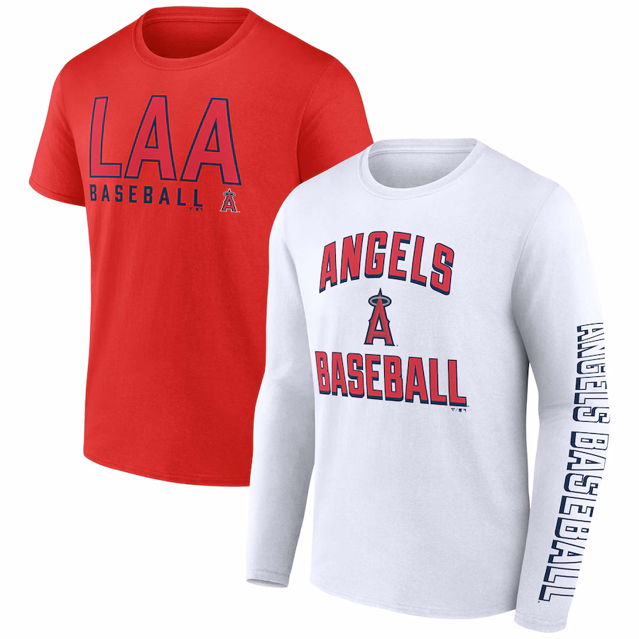 Men's Los Angeles Angels Fanatics Red/White Two-Pack Combo T-Shirt Set