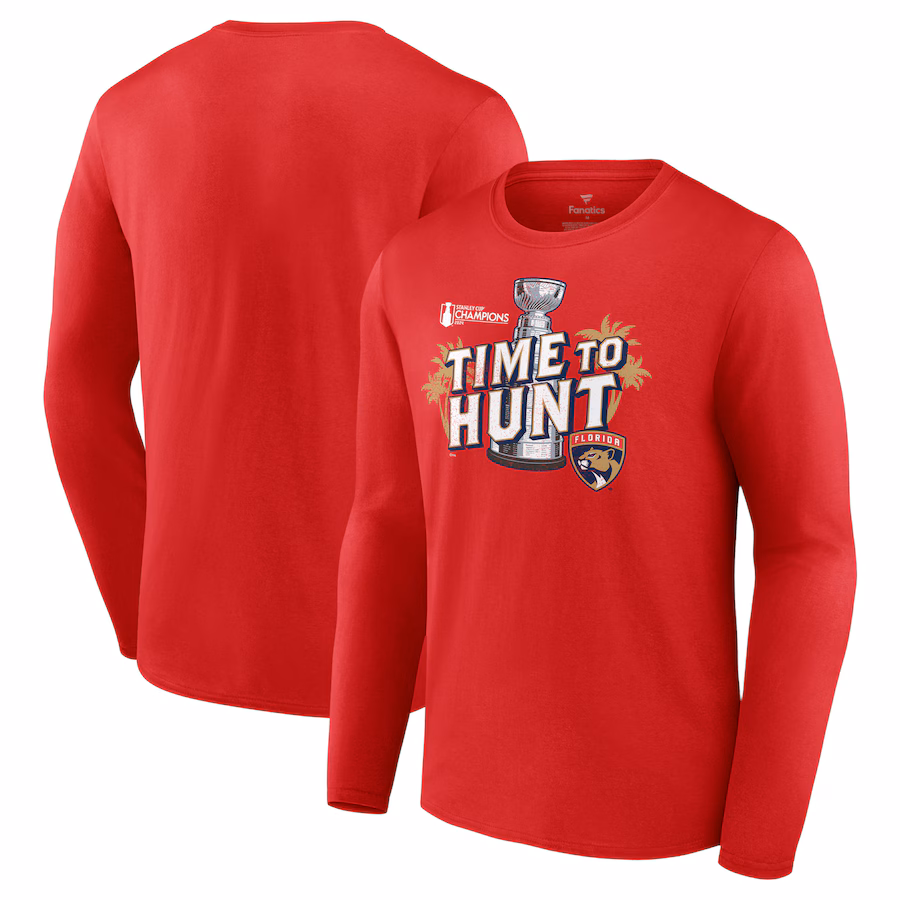 Men's Florida Panthers Fanatics Red 2024 Stanley Cup Champions Local Hometown Long Sleeve T-Shirt