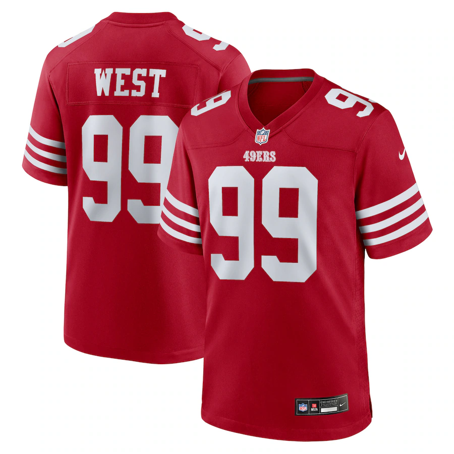 Men's San Francisco 49ers CJ West Nike Scarlet Team Game Jersey