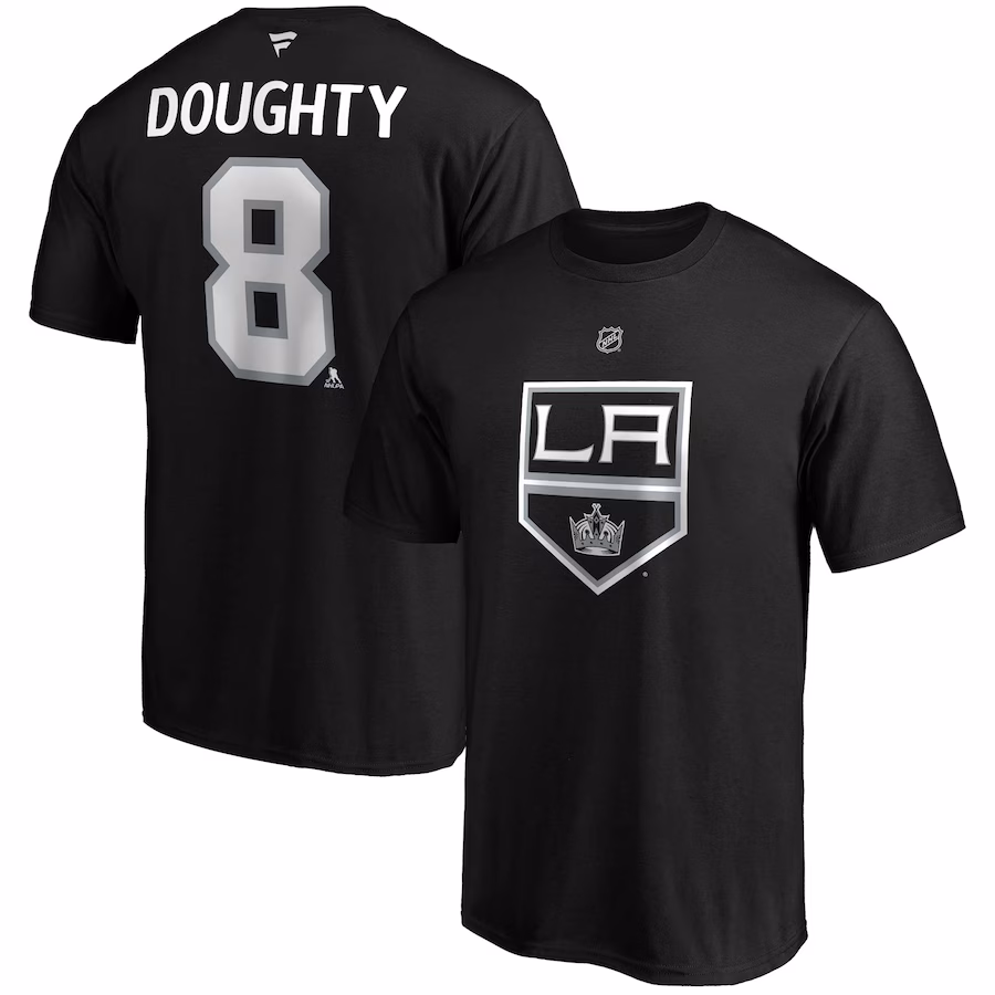 Men's Los Angeles Kings Drew Doughty Fanatics Black Authentic Stack Name & Number Team T-Shirt