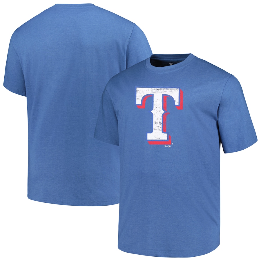 Men's Texas Rangers Profile Heather Royal Big & Tall Weathered Logo T-Shirt