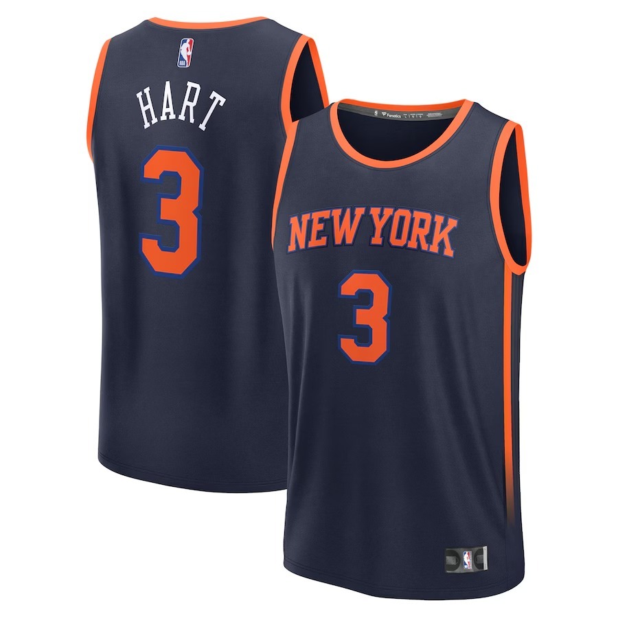 Men's New York Knicks Josh Hart Fanatics Navy Fast Break Replica Player Jersey - Statement Edition