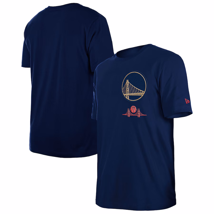 Men's Golden State Warriors  New Era Navy 2024/25 City Edition Chenille Heavyweight T-Shirt