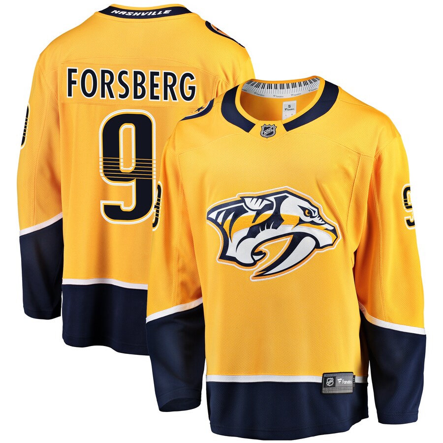 Men's Nashville Predators Filip Forsberg Fanatics Branded Gold Breakaway Player Jersey