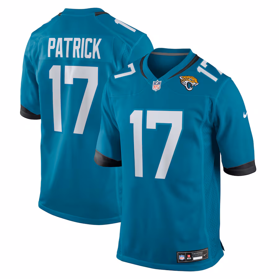 Men's Jacksonville Jaguars Tim Patrick Nike Teal Team Game Jersey