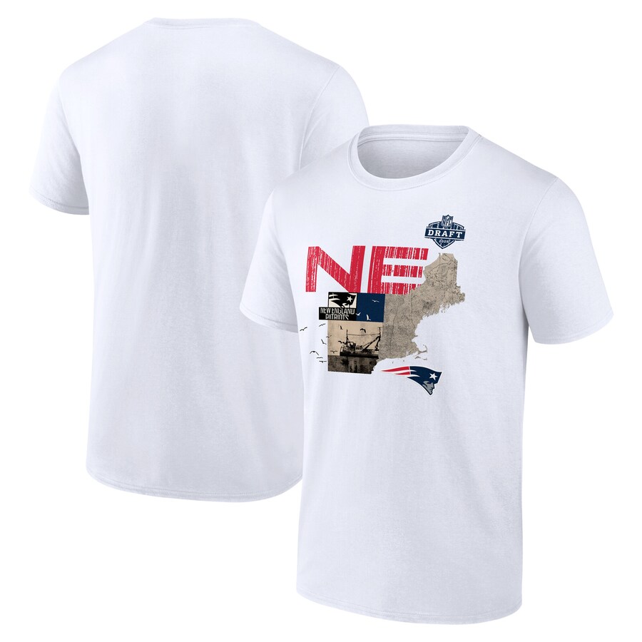 Men's New England Patriots White 2025 NFL Draft T-Shirt
