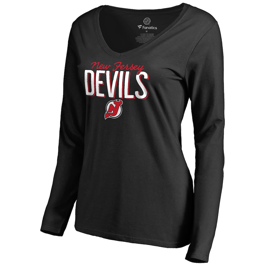 Women's New Jersey Devils Black Nostalgia Long Sleeve T-Shirt