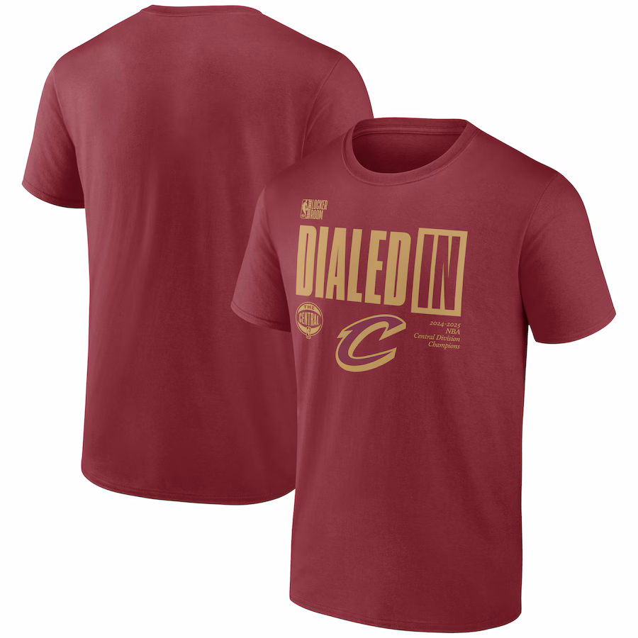 Men's Cleveland Cavaliers  Fanatics Wine 2025 Central Division Champions Locker Room T-Shirt