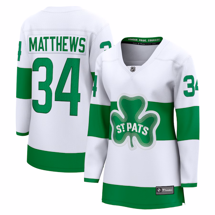 Women's Toronto Maple Leafs Auston Matthews Fanatics White St. Patricks Alternate Premier Breakaway Player Jersey