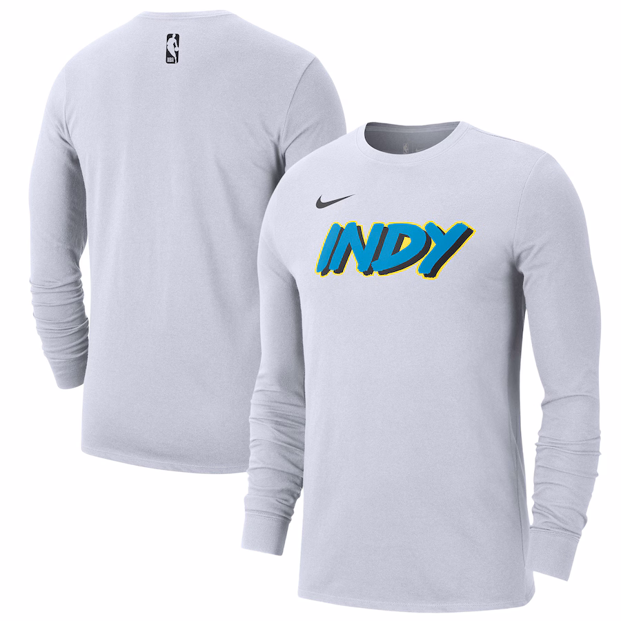 Men's Indiana Pacers Nike White 2024/25 City Edition Essential Logo Long Sleeve T-Shirt