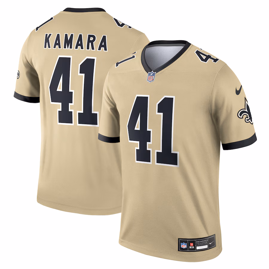 Men's New Orleans Saints Alvin Kamara Nike Gold Gameday Golds Alternate Legend Player Performance Top