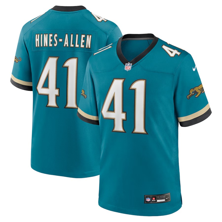 Men's Jacksonville Jaguars Josh Hines-Allen Nike Teal Prowler Throwback Player Game Jersey
