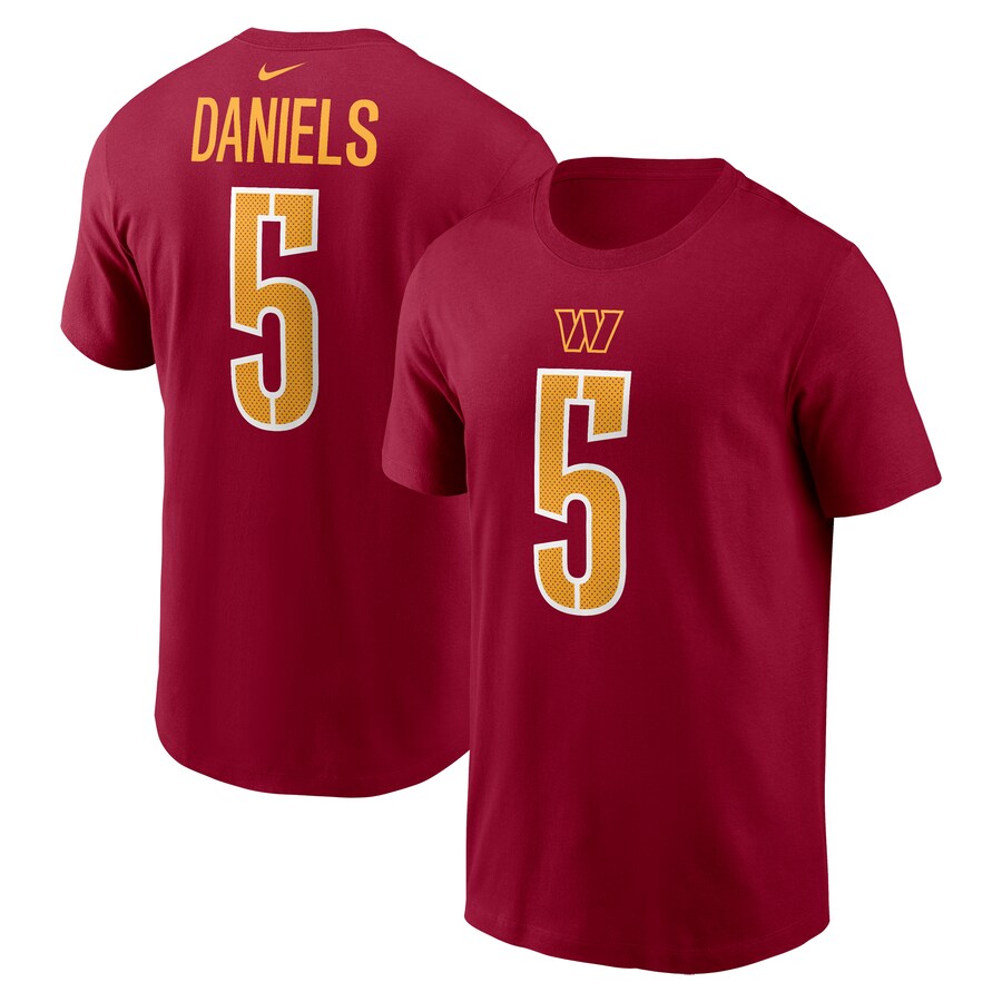 Men's Washington Commanders Jayden Daniels Nike Burgundy  Name & Number T-Shirt