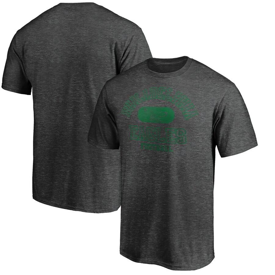 Men's Philadelphia Eagles Heather Charcoal Varsity Issued Throwback T-Shirt