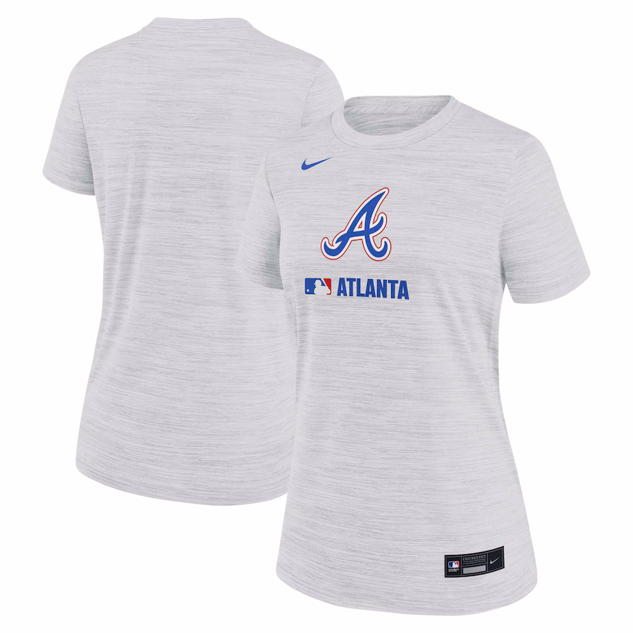 Women's Atlanta Braves Nike Ash Authentic Collection City Connect Velocity Performance T-Shirt