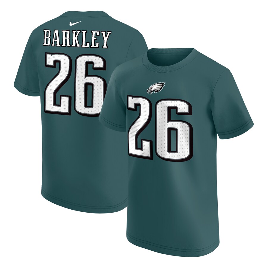 Youth Philadelphia Eagles Saquon Barkley Nike Midnight Green Player Name & Number T-Shirt