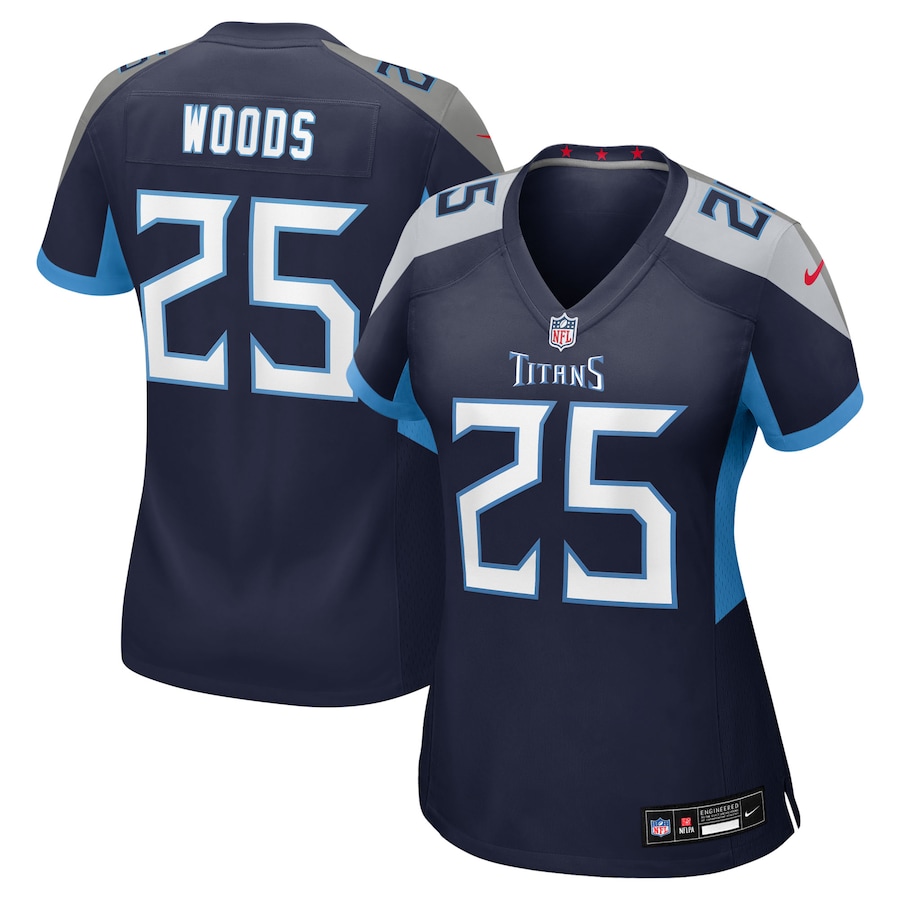 Women's Tennessee Titans Xavier Woods Nike Navy Team Game Jersey