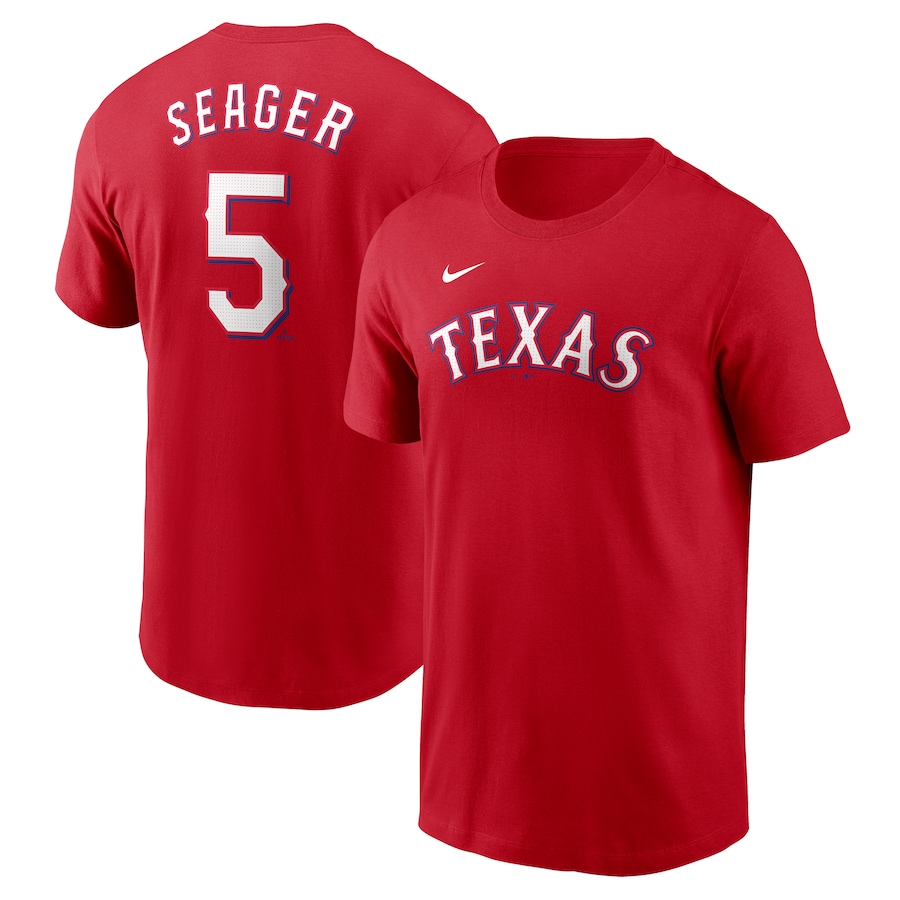 Men's Texas Rangers Corey Seager Nike Red Fuse Name & Number T-Shirt