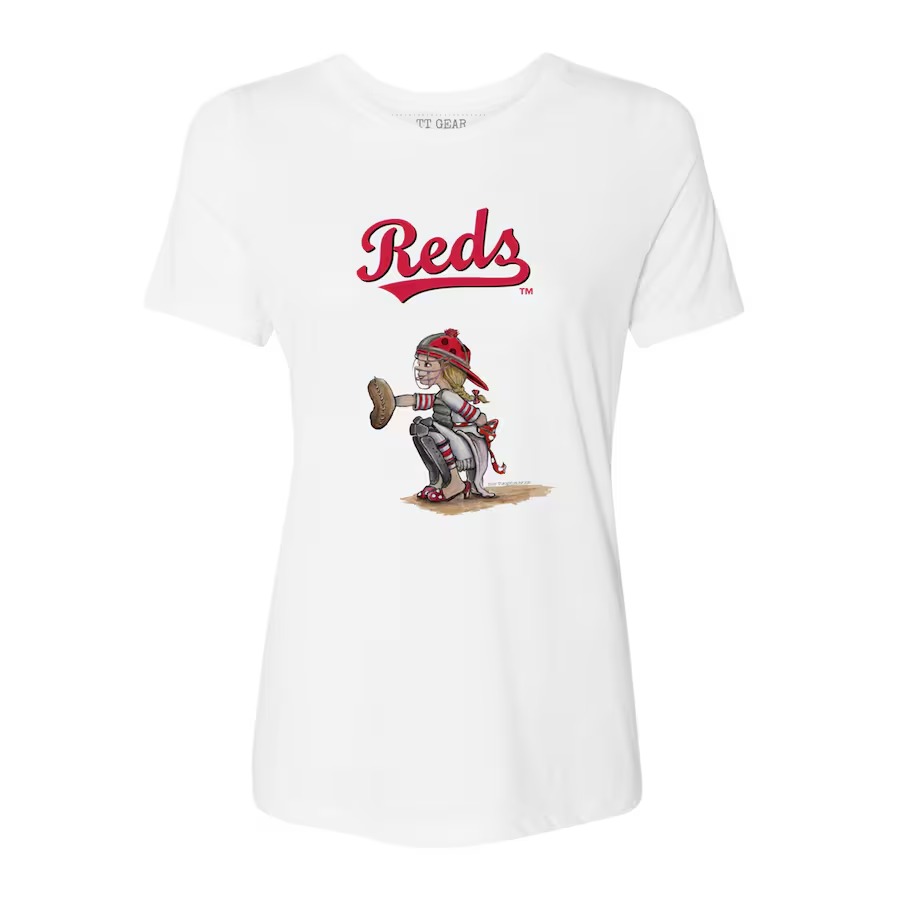 Women's Cincinnati Reds Tiny Turnip White Kate the Catcher T-Shirt