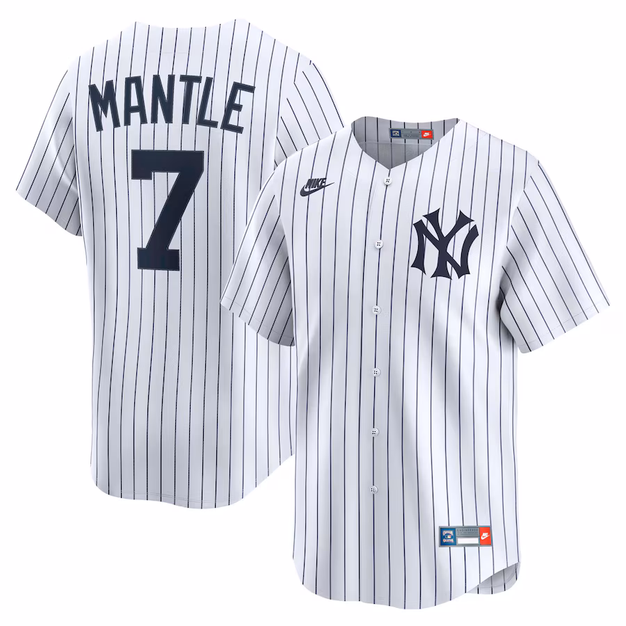 Men's New York Yankees Mickey Mantle Nike White Throwback Cooperstown Collection Limited Jersey