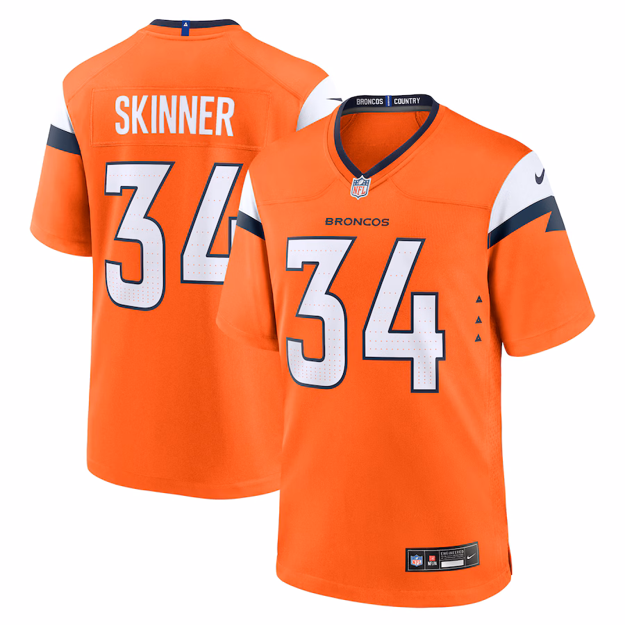 Men's Denver Broncos JL Skinner Nike Orange Team Game Jersey