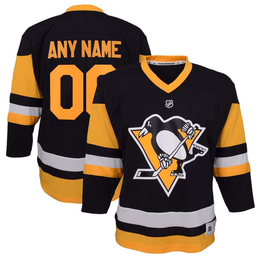 Youth Pittsburgh Penguins Black Home Replica Custom Jersey