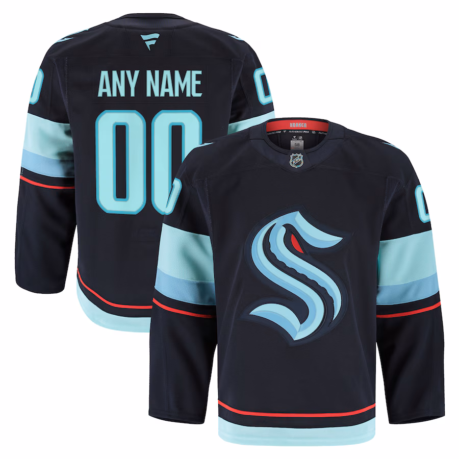Men's Seattle Kraken Fanatics Navy Home Authentic Pro Custom Jersey