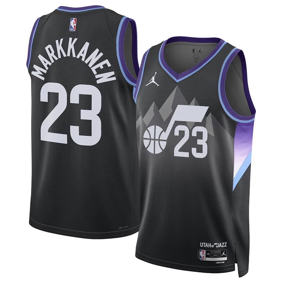 Unisex Utah Jazz Lauri Markkanen Jordan Brand Black 2024/25 Swingman Jersey - Statement Edition
