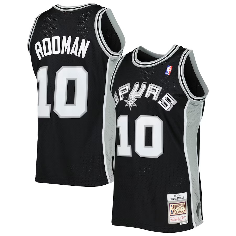 Men's San Antonio Spurs Dennis Rodman Mitchell & Ness Black 2001/02 Hardwood Classics Swingman Jersey
