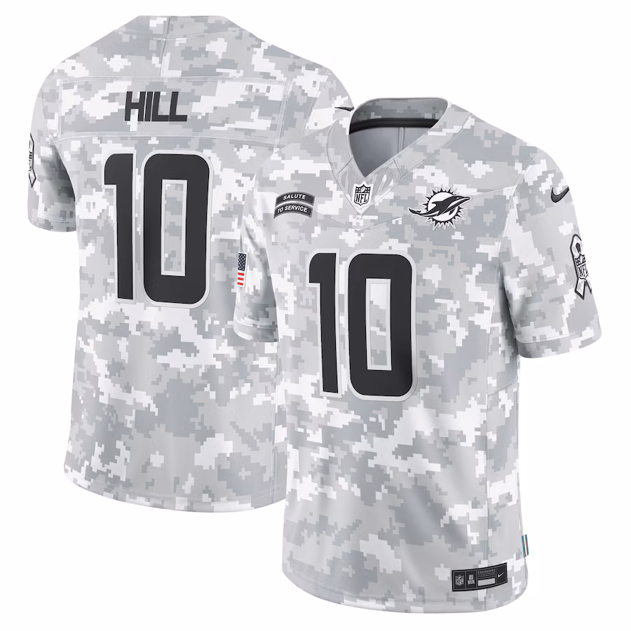 Men's Miami Dolphins Tyreek Hill Nike Arctic Camo 2024 Salute to Service Limited Jersey