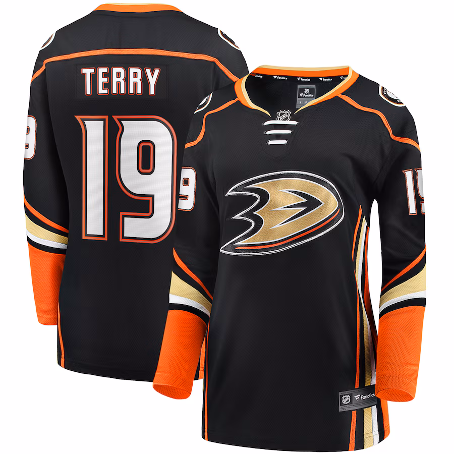 Women's Anaheim Ducks Troy Terry Fanatics Black Home Team Breakaway Player Jersey