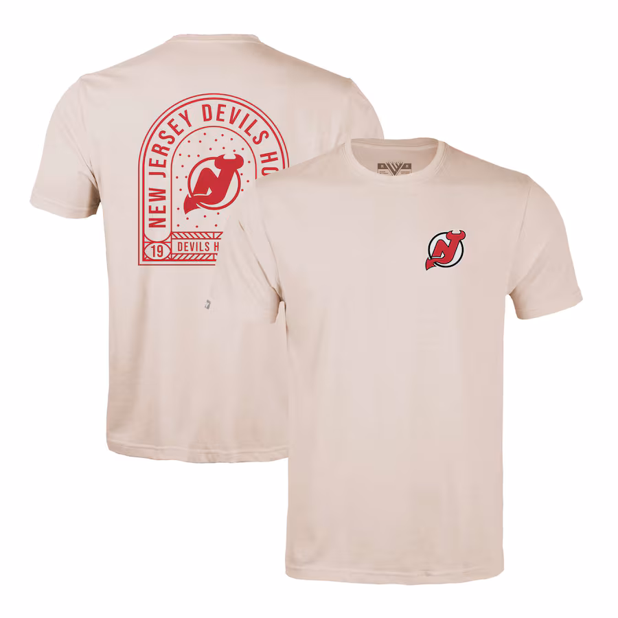 Men's New Jersey Devils Levelwear Khaki Richmond Stained Glass T-Shirt
