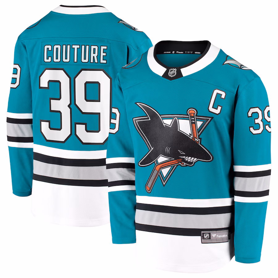Men's San Jose Sharks Logan Couture Fanatics Teal 30th Anniversary Premier Breakaway Player Jersey